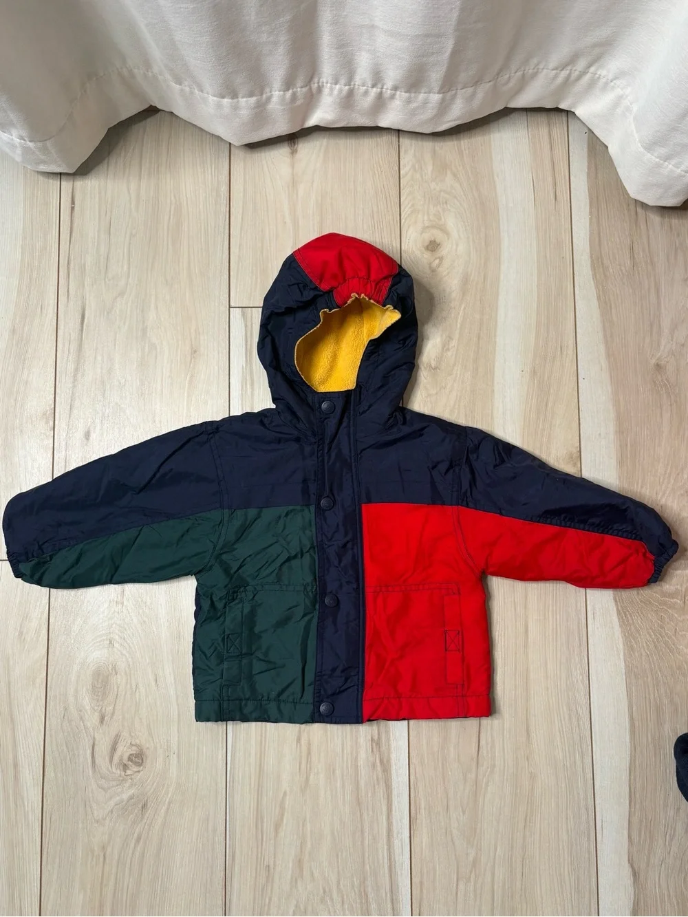 Carter’s Vintage 2T Colorblock Hooded Fleece Lined Jacket Red Navy Green Coat